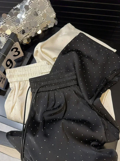 Shiny High Waisted Glitter Wide Leg Pants