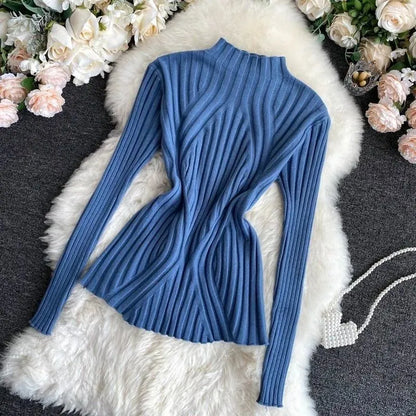 Women's Soft Roll Neck Long Sleeve Sweater
