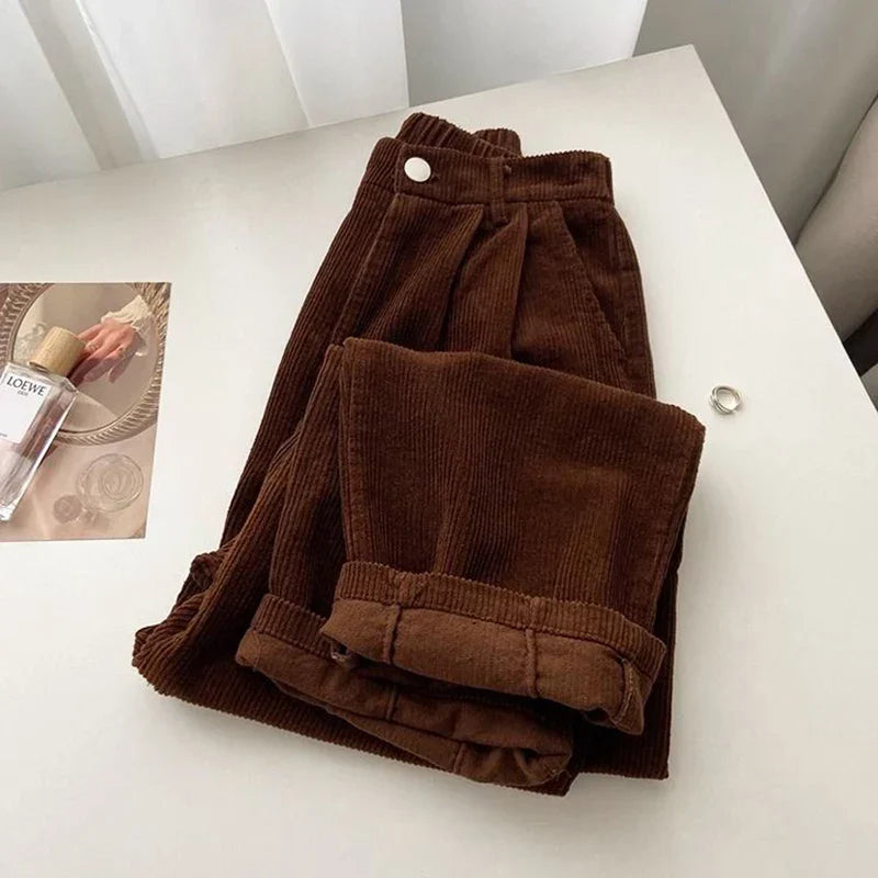 Relaxed Fit Corduroy Wide Leg Pants