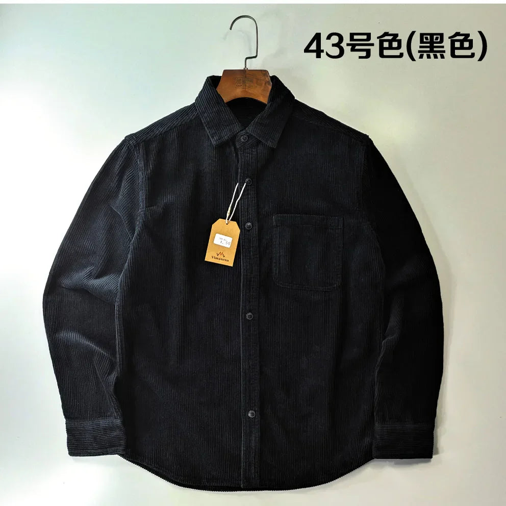 Relaxed Fit Corduroy Button Down Shirt for Men