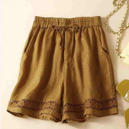 Casual Fit Embroidered Drawstring Shorts