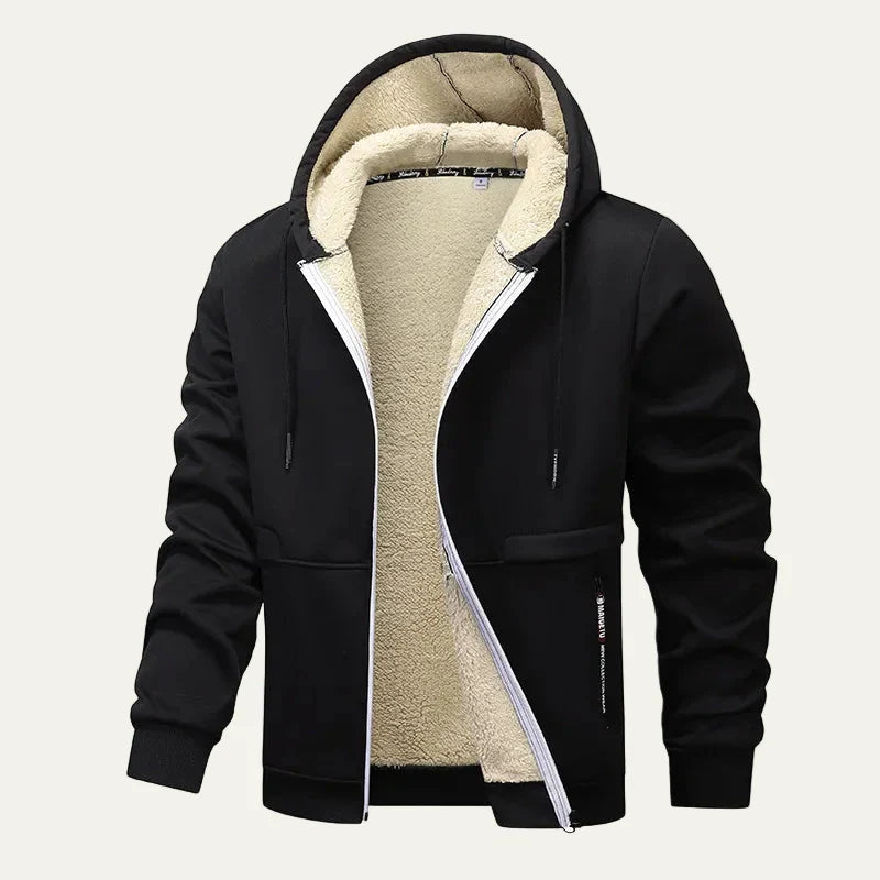 Warm Fleece Lined Men's Zip Up Hoodie