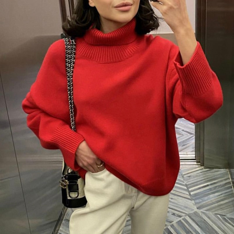 Soft Chunky Cold Weather Turtleneck Sweater
