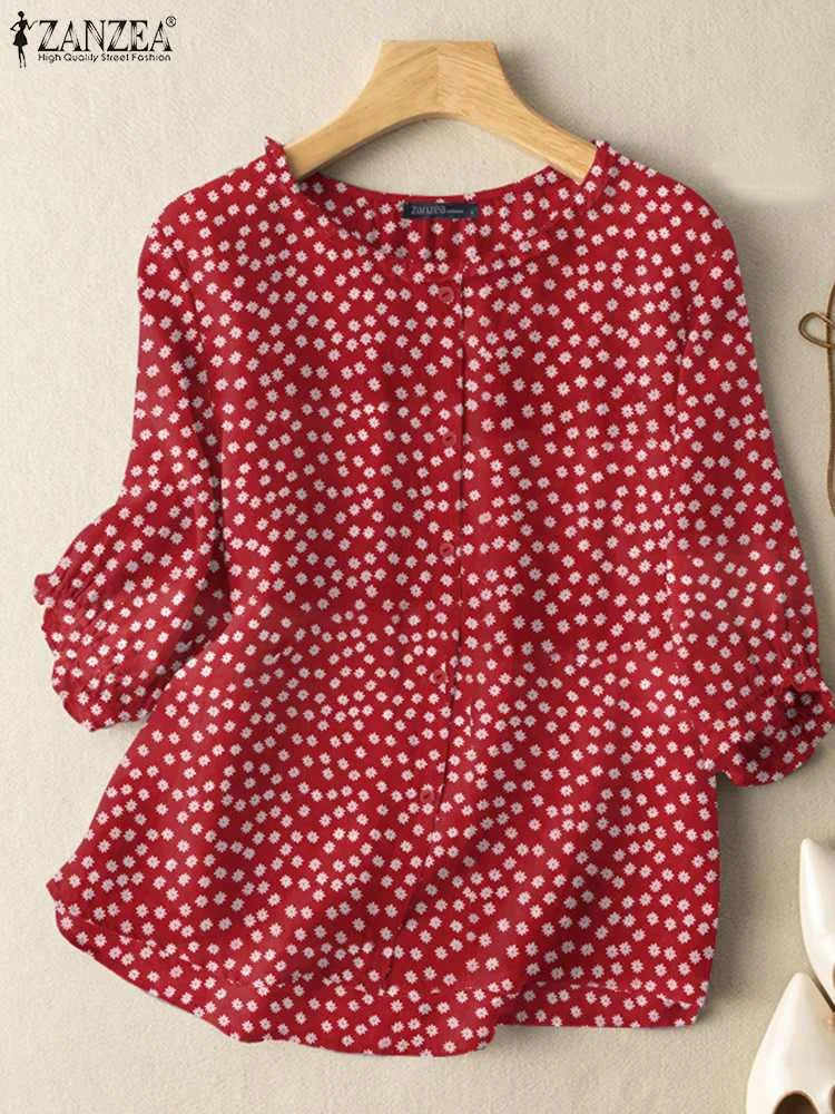 Ladies Feminine Floral Short Sleeve Shirt - OutfitLondon