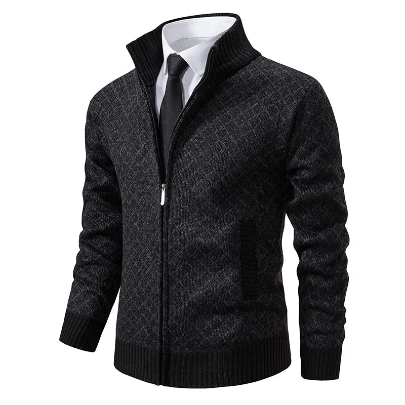 OutfitLondon Men's Cardigan Jacket Tailored Fit Full Zip