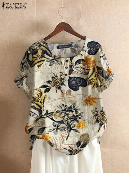 Beautiful Blossom Women's Casual Tunic Top - OutfitLondon
