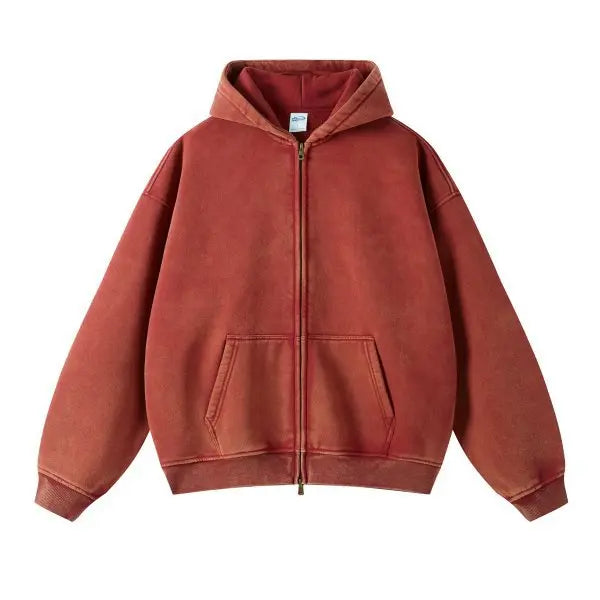 Trendy Ripped Full Zip Hooded Jacket