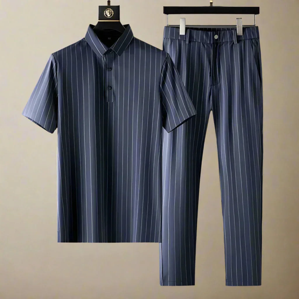 Classic Stripe Polo Suit Set