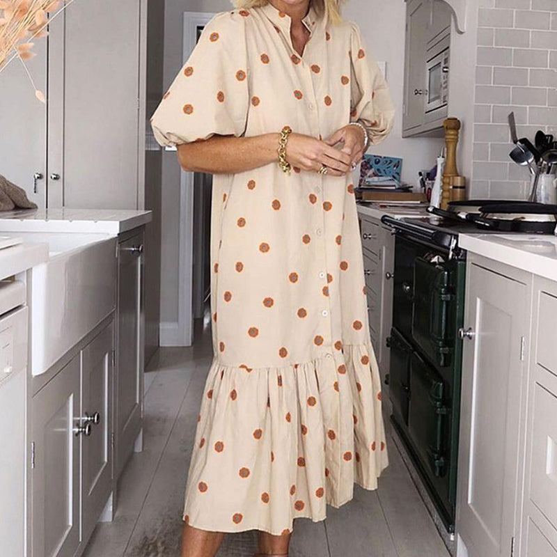 Relaxed Garden Print Long Summer Dress