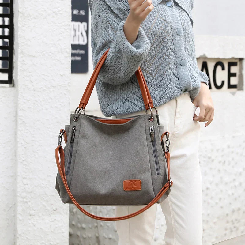 Luxe Canvas Tote Bag Spacious Zipper Closure - OutfitLondon