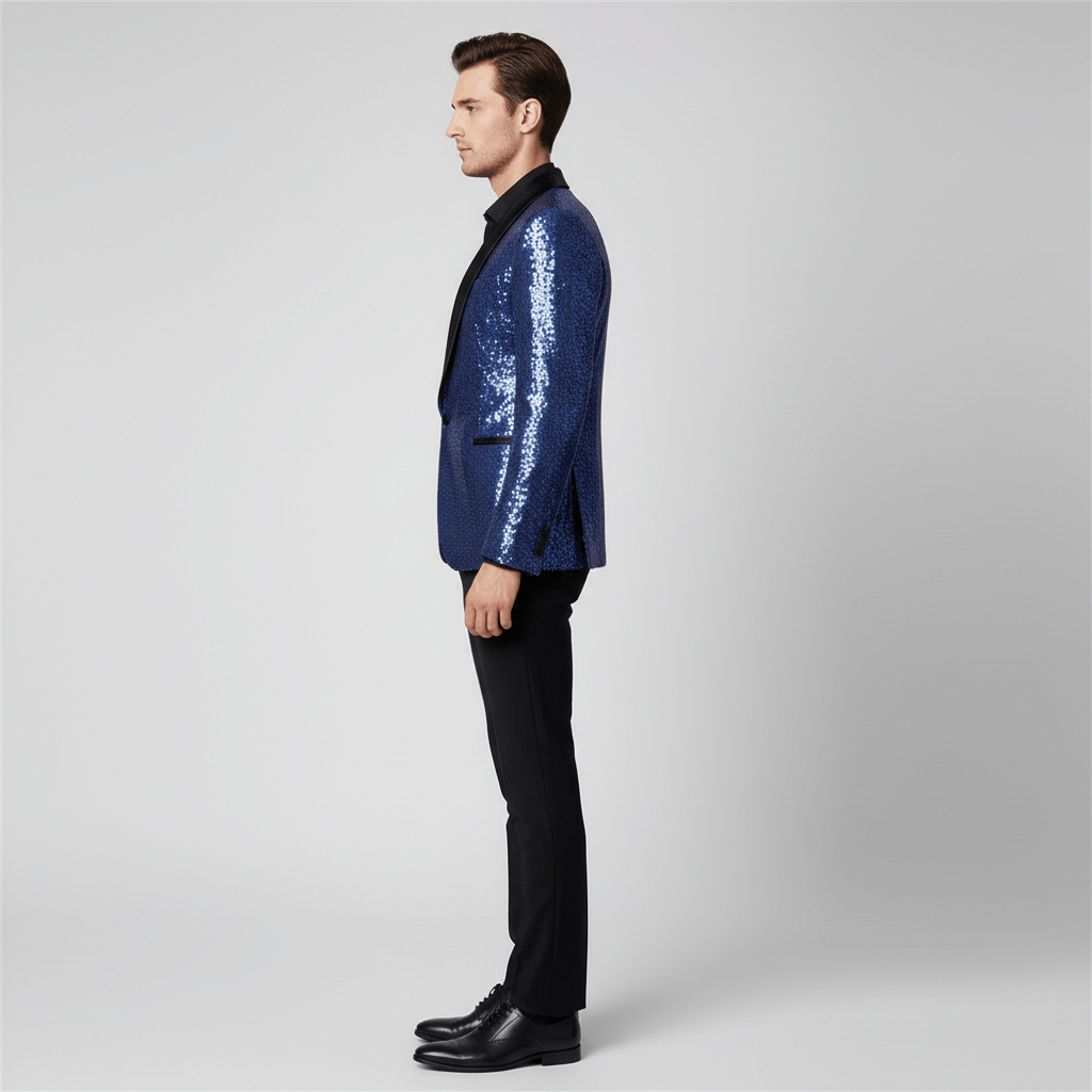 Glittering Sequin Shawl Collar Party Jacket