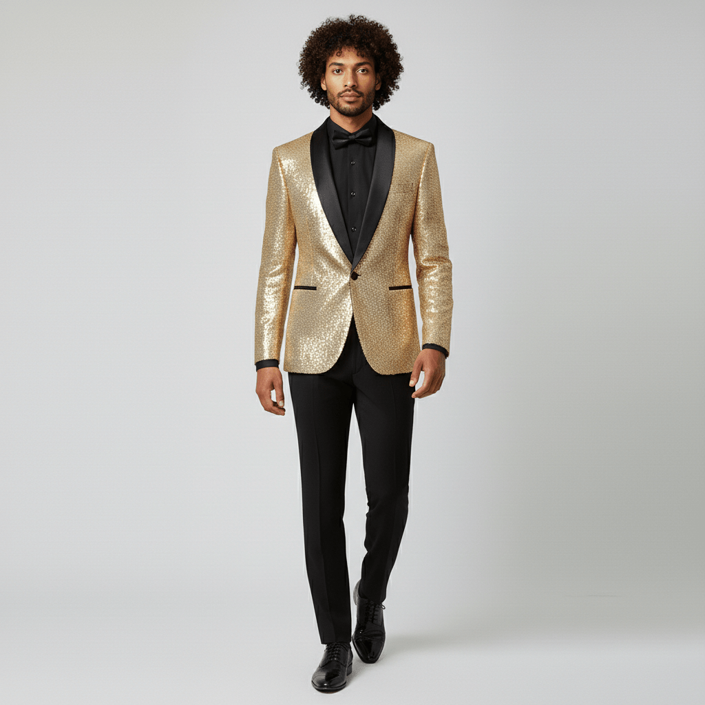 Glittering Sequin Shawl Collar Party Jacket