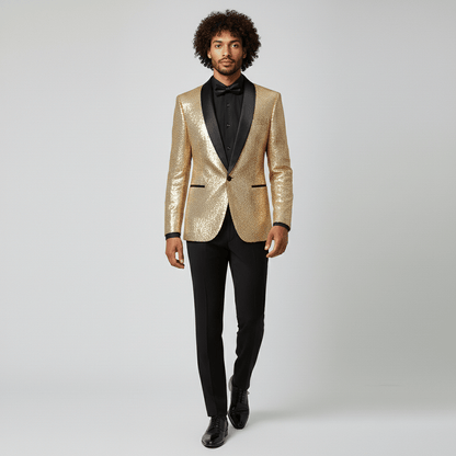 Glittering Sequin Shawl Collar Party Jacket