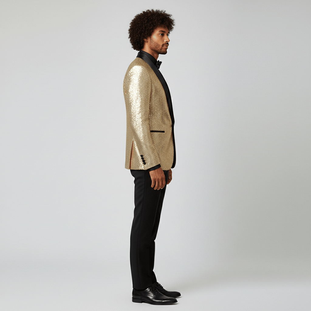 Glittering Sequin Shawl Collar Party Jacket