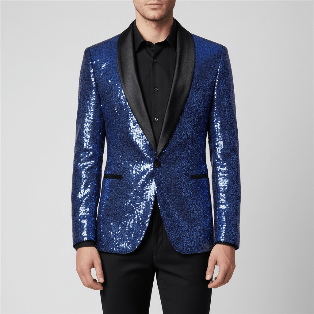 Glittering Sequin Shawl Collar Party Jacket
