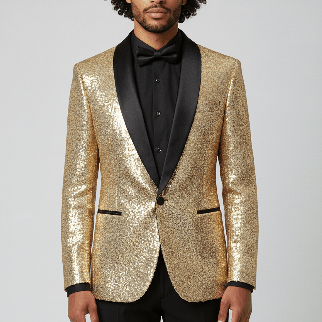 Glittering Sequin Shawl Collar Party Jacket