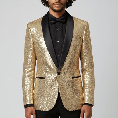 Glittering Sequin Shawl Collar Party Jacket