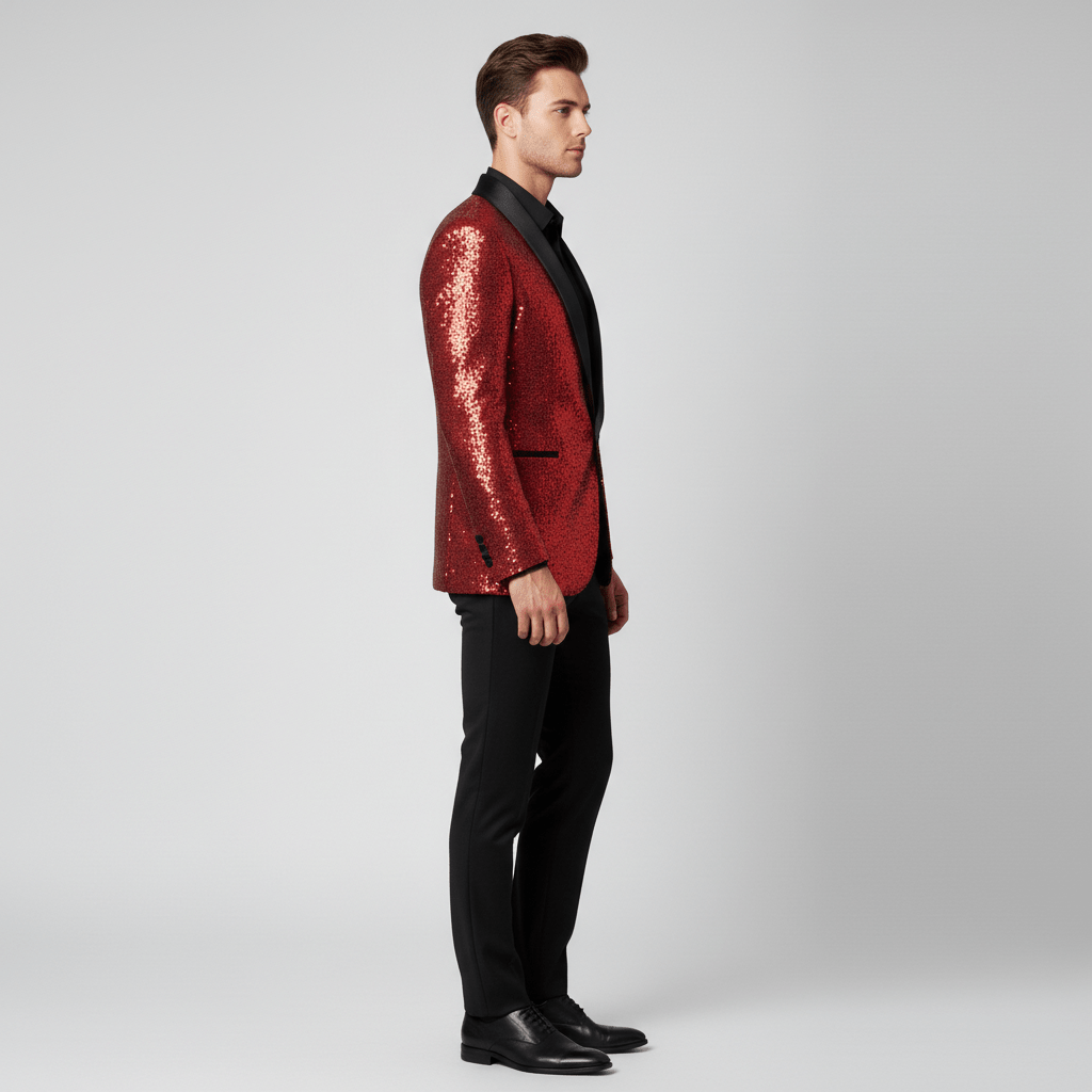 Glittering Sequin Shawl Collar Party Jacket