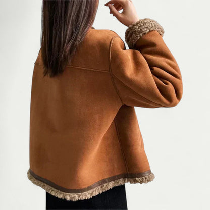Luxury Faux Fur Lined Short Shearling Coat