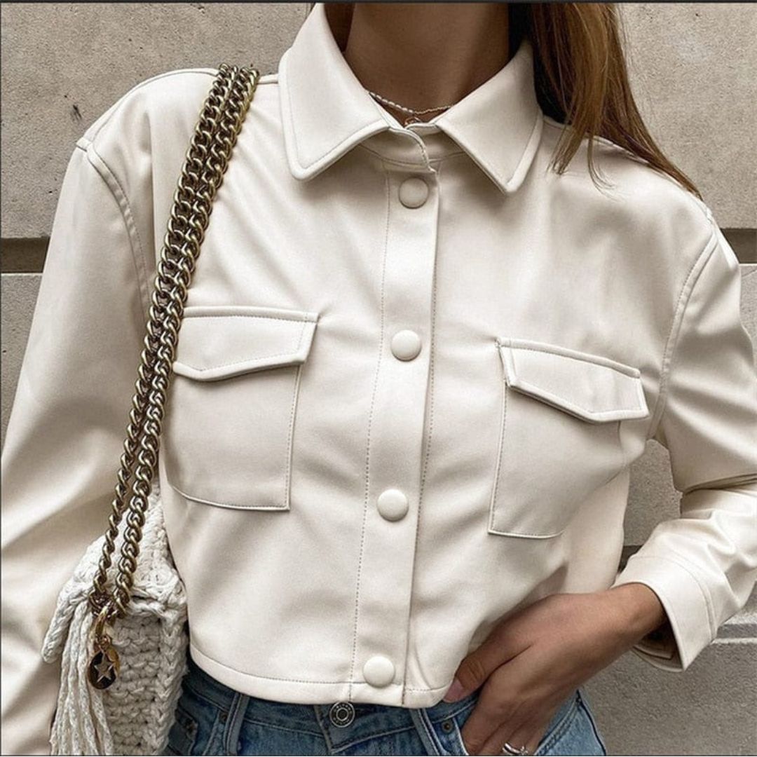 Stylish Synthetic Leather Women's Jacket