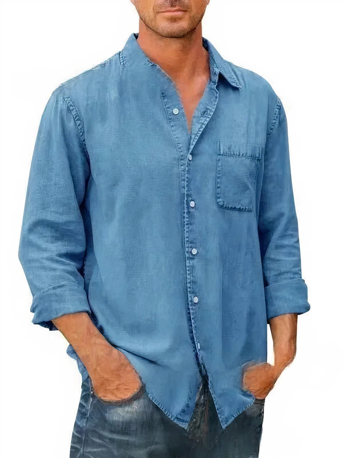 Relaxed Fit Casual Button Down Denim Shirt