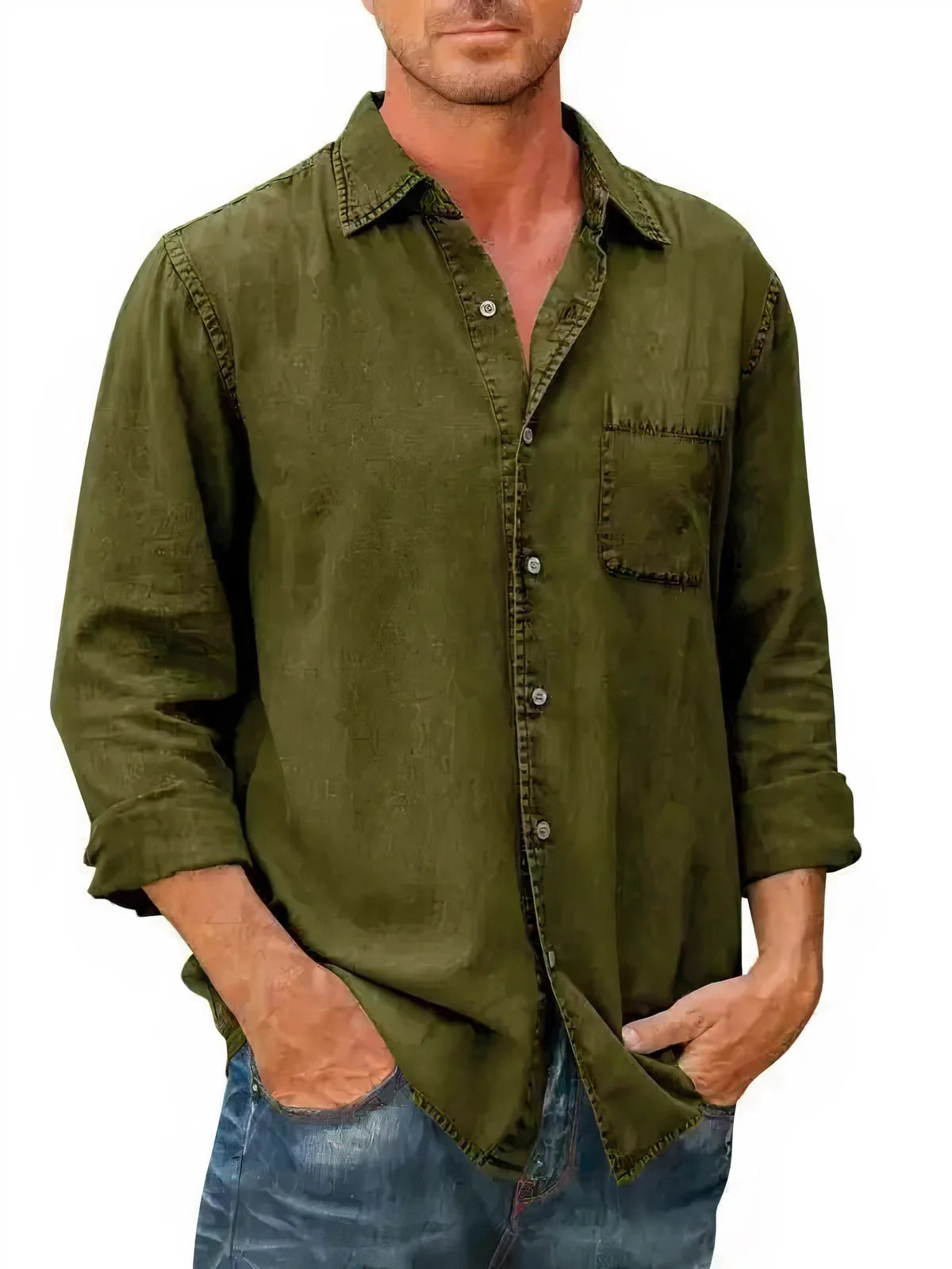 Relaxed Fit Casual Button Down Denim Shirt