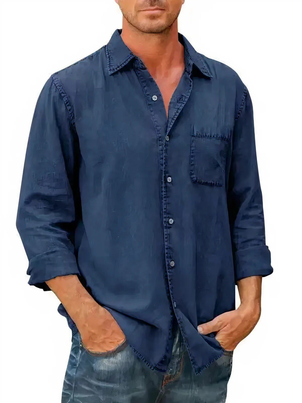 Relaxed Fit Casual Button Down Denim Shirt