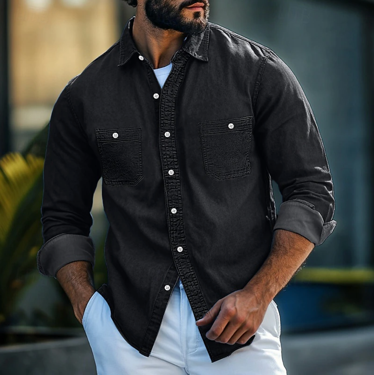 Comfortable Long Sleeve Cotton Blend Shirt