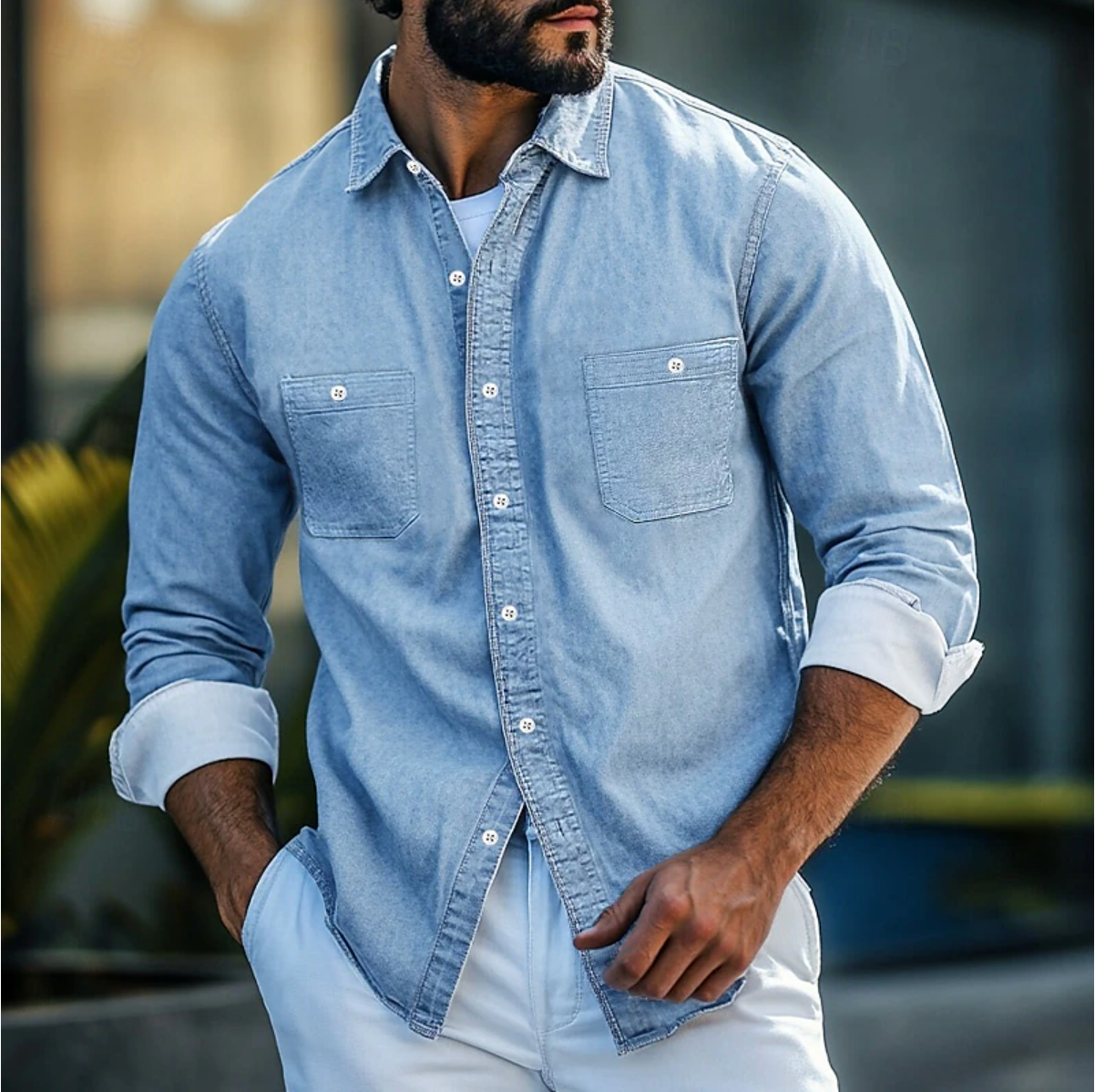 Comfortable Long Sleeve Cotton Blend Shirt