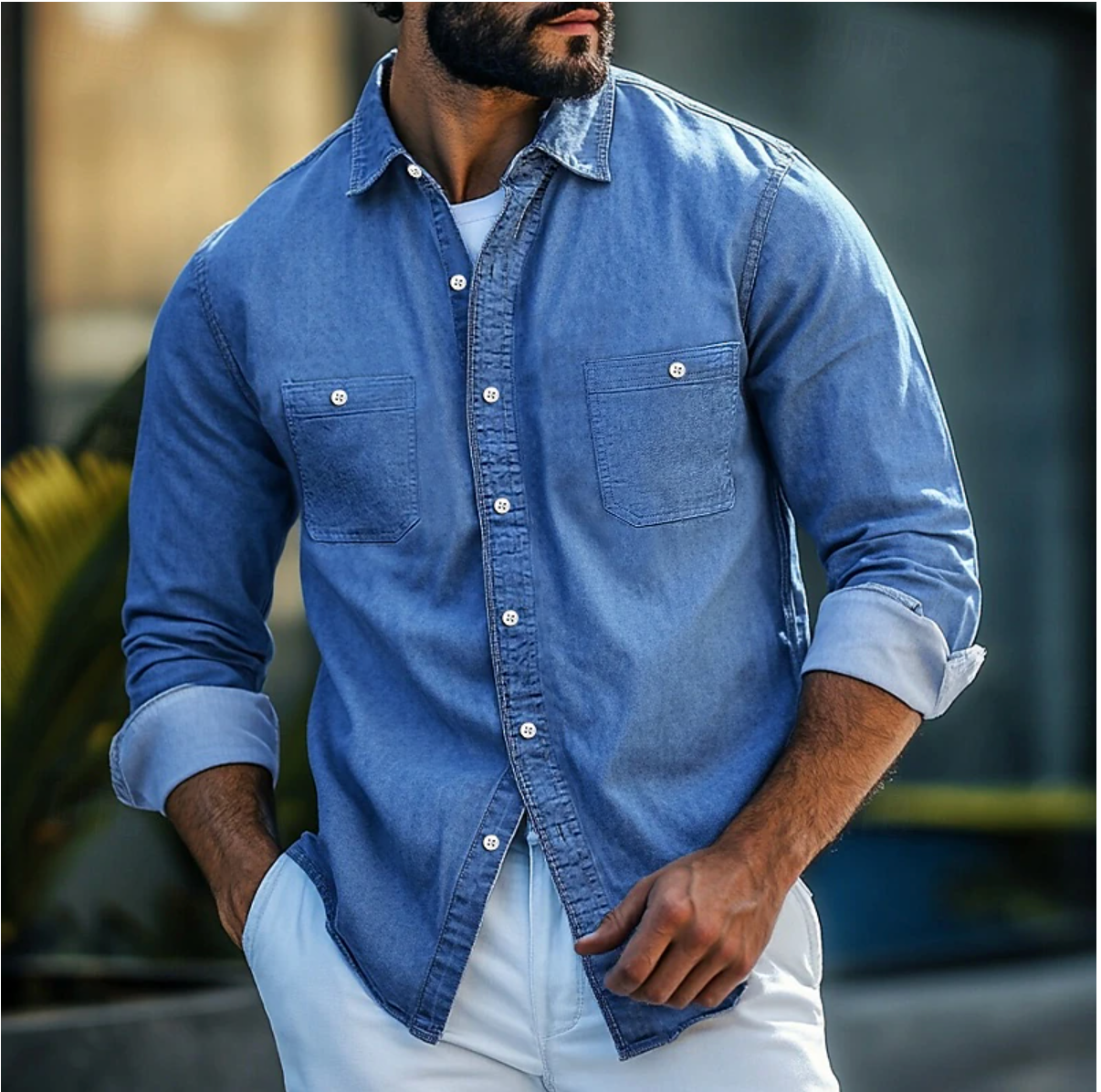 Comfortable Long Sleeve Cotton Blend Shirt