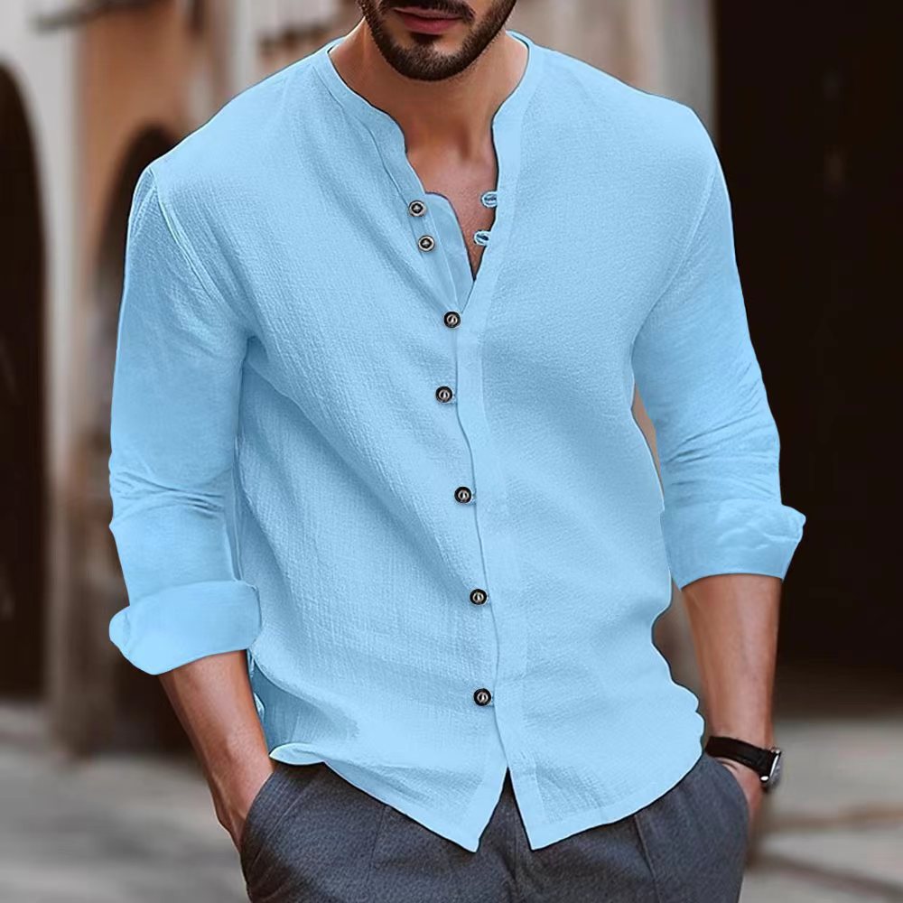 Slim Fit Dress Shirt with Classic Collar and Cuff Detail