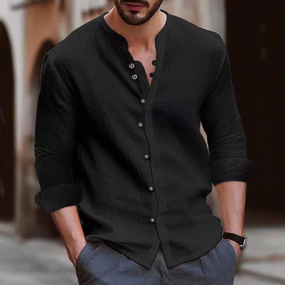 Slim Fit Dress Shirt with Classic Collar and Cuff Detail