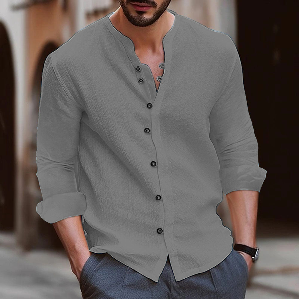 Slim Fit Dress Shirt with Classic Collar and Cuff Detail