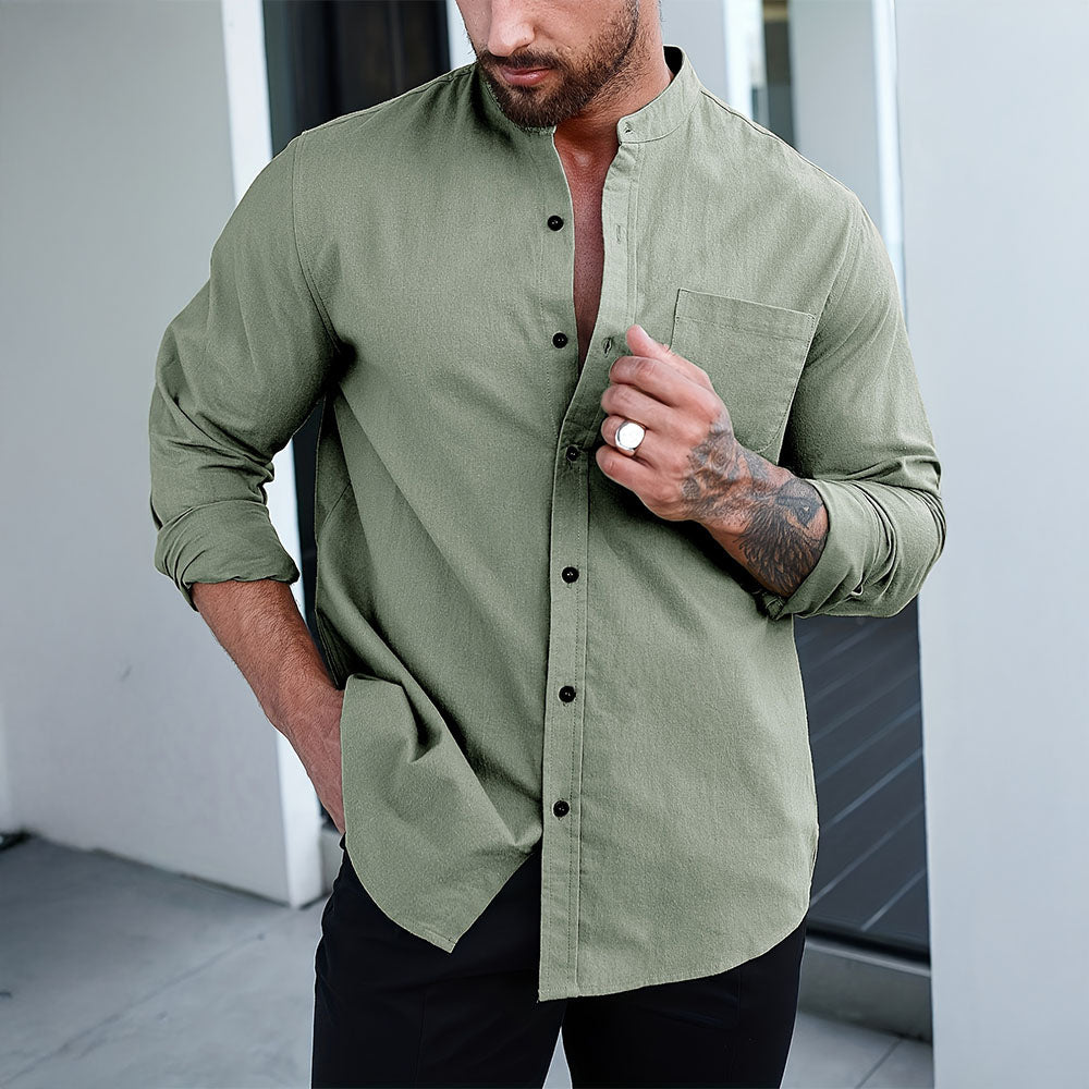 Slim Fit Mandarin Collar Dress Shirt