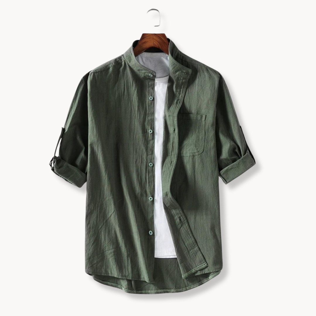 Casual Fit Polyester Button Down Shirt