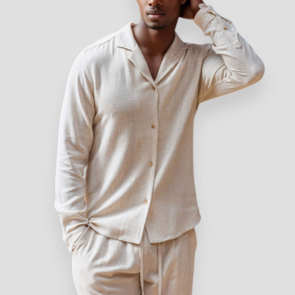 Casual Loose Fit Cotton Blend Shirt - OutfitLondon