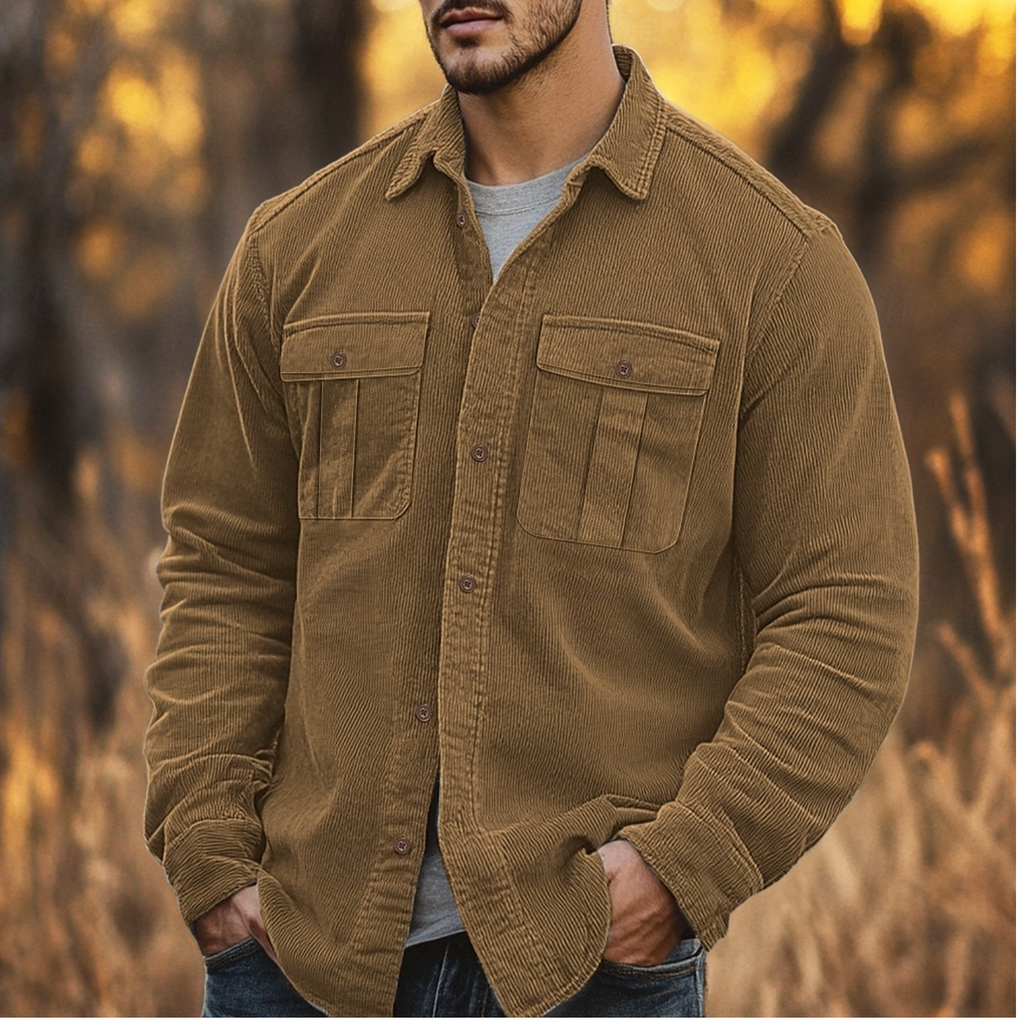 Textured Button Front Casual Shirt