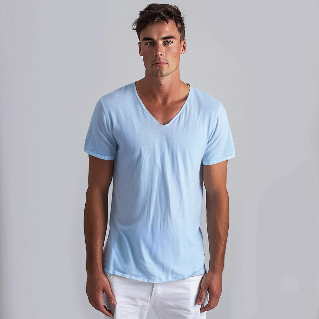 Relaxed Fit V Neck Casual Tee Shirt