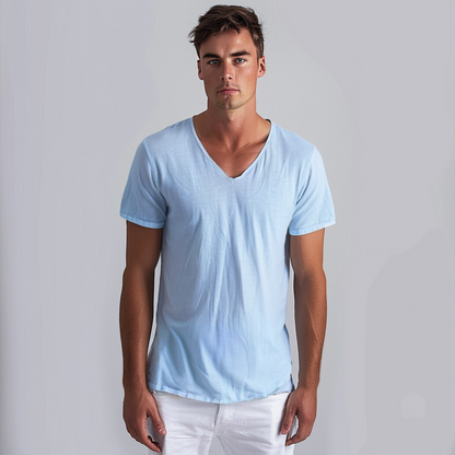 Relaxed Fit V Neck Casual Tee Shirt