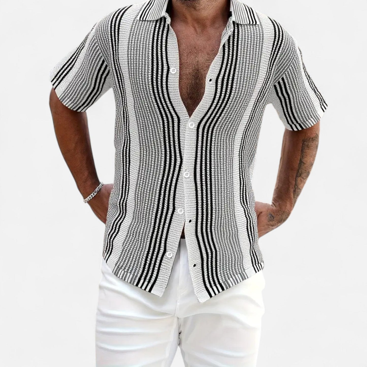Casual Striped Cotton Button Down Shirt