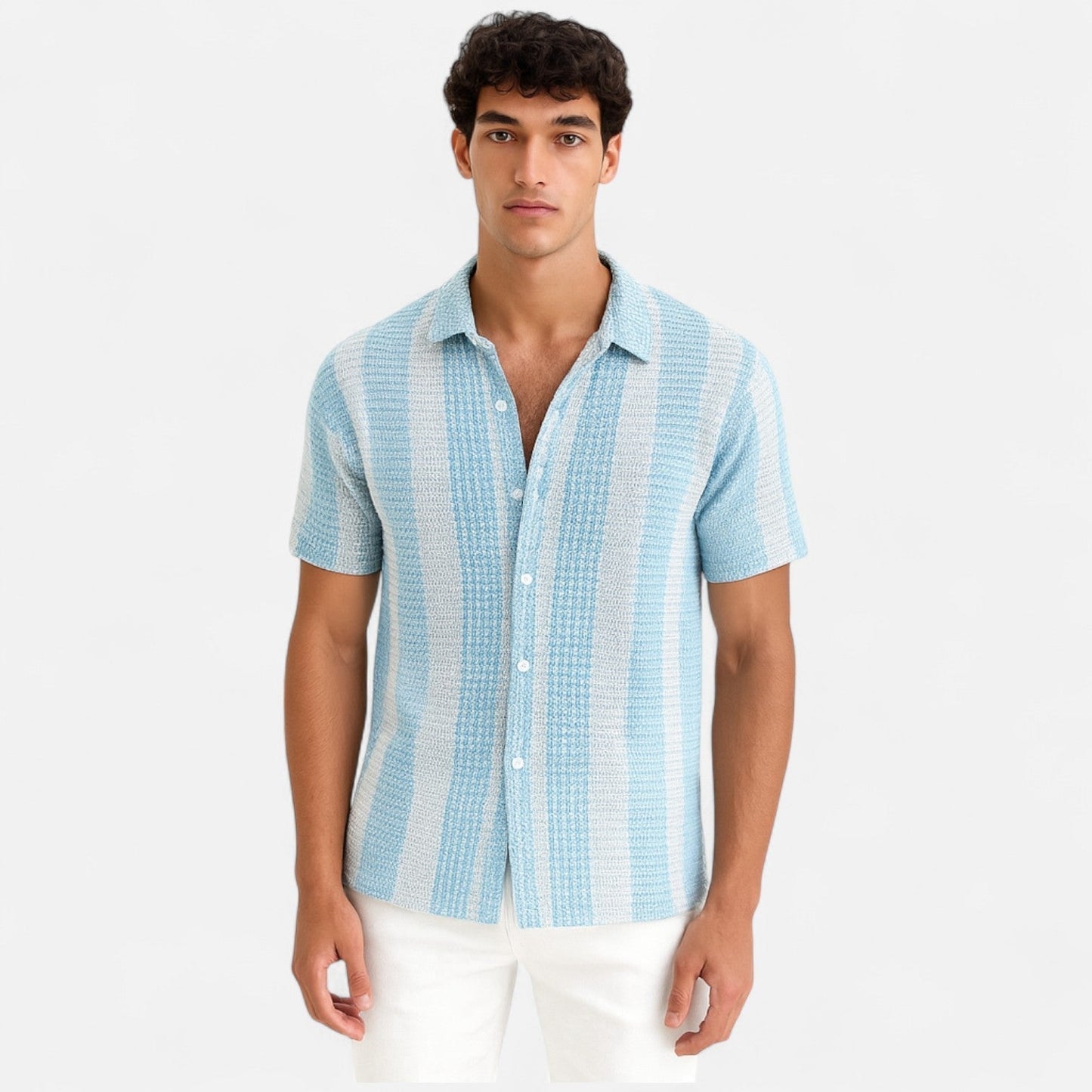 Casual Striped Cotton Button Down Shirt