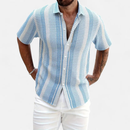Casual Striped Cotton Button Down Shirt - OutfitLondon