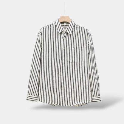 Classic Horizontal Stripe Long Sleeve Shirt - OutfitLondon