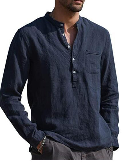 Comfortable V Neck Long Sleeve Polyester Shirt