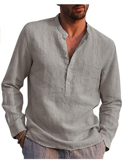 Comfortable V Neck Long Sleeve Polyester Shirt