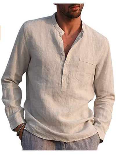 Comfortable V Neck Long Sleeve Polyester Shirt