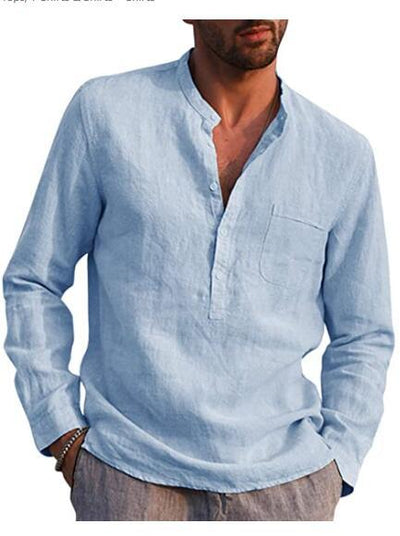 Comfortable V Neck Long Sleeve Polyester Shirt