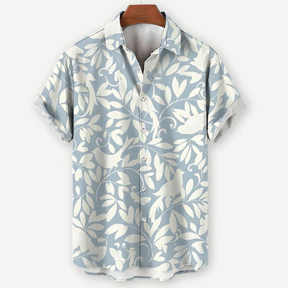Lightweight Casual Shirt - Green Leaf Pattern & Moisture Wicking Fabric - OutfitLondon