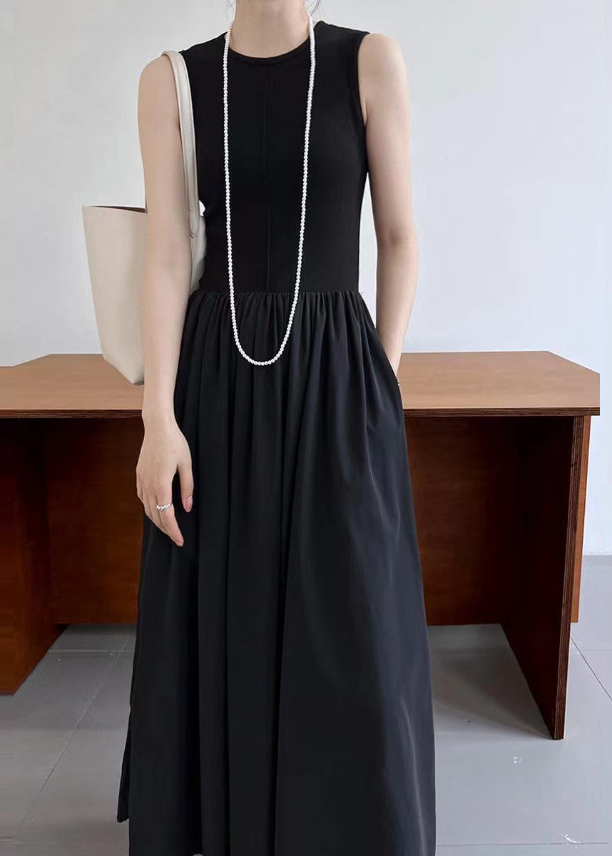 Women's Cotton Sleeveless Patchwork Dress Breathable Lightweight - OutfitLondon