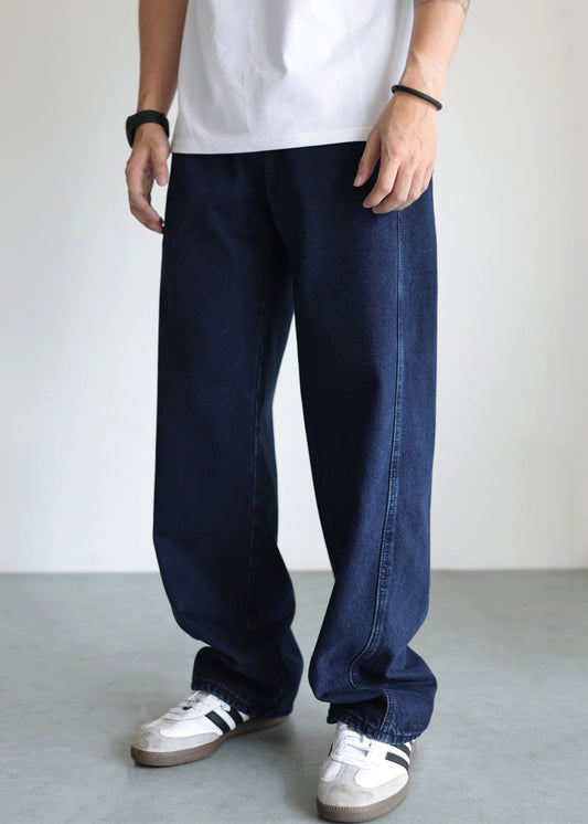 Men's High Waist Denim Jeans Blue - OutfitLondon